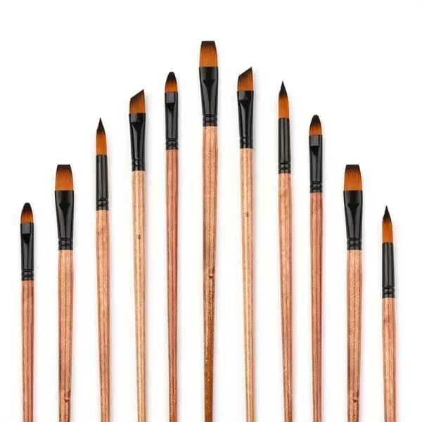 Golden Nylon Hair Long Handle Artist Brush